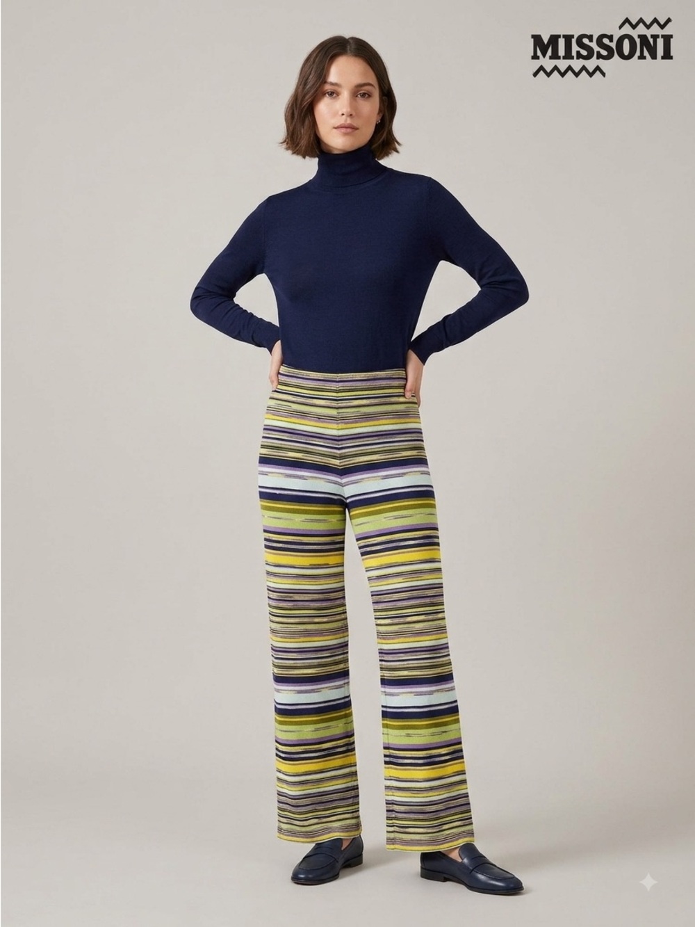 Vintage Missoni Striped Straight Leg Pull-On Crop Pants - Small 🇮🇹